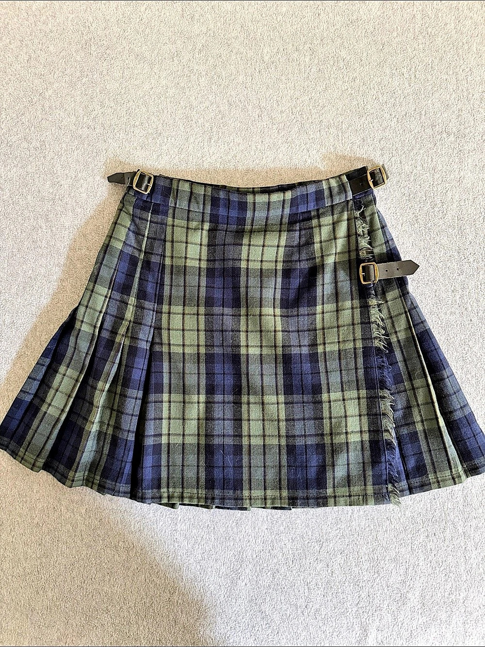 Laura Ashley Vintage Wool Great Britain Plaid Tartan Mini Skirt XS 90s Grunge